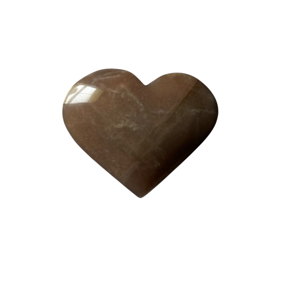 Natural Pink Moonstone Heart-Shaped Brown Stone Decor